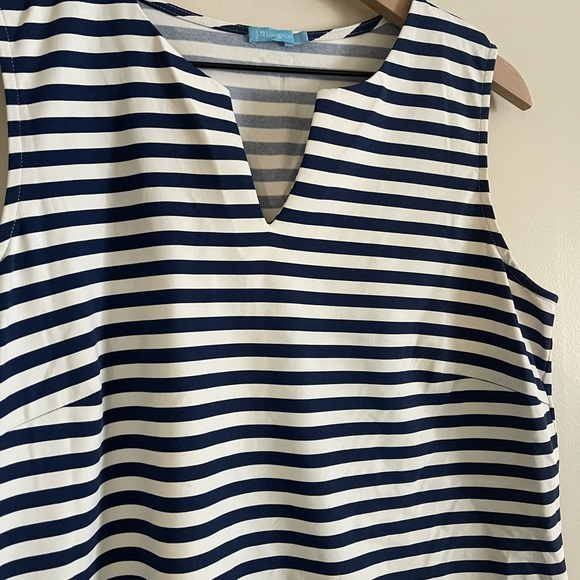 J McLaughlin Womens Striped Sleeveless Tank Top Large Blue Nautical Summer - Picture 2 of 5